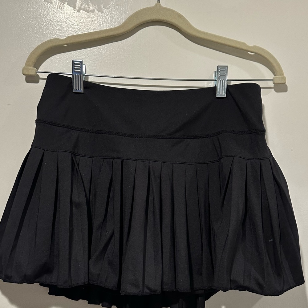 Black Pleated Skater Mini Skirt for Night Out